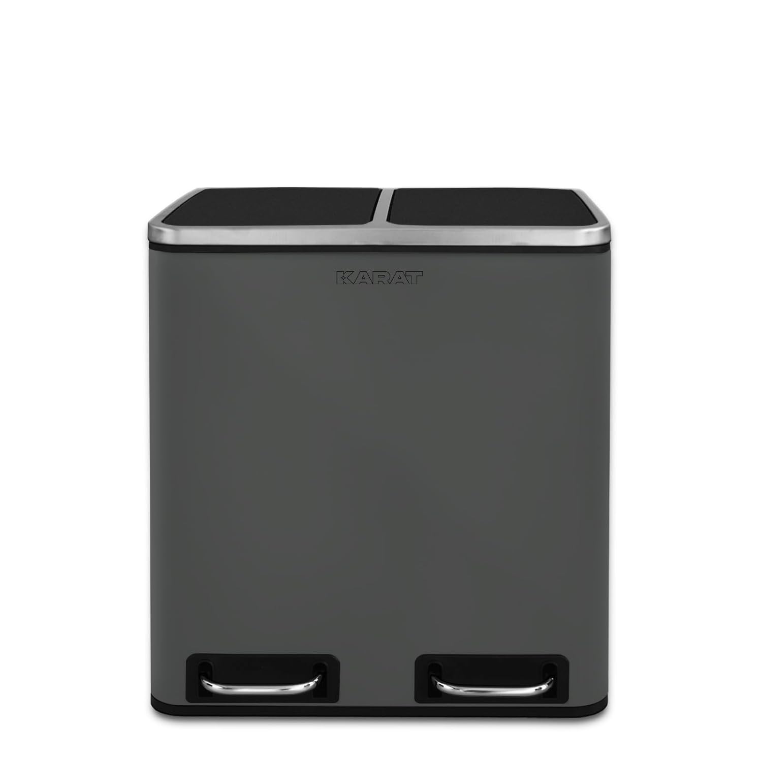Poubelle De Cuisine ML-Design 2x30L (60L) Argent - Système De Tri Double Compartiments Avec Pédales Softclose