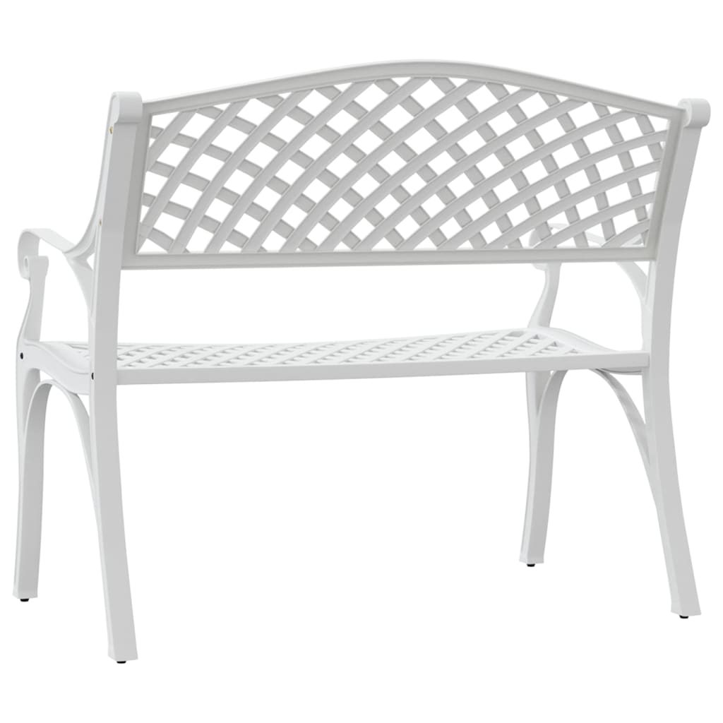 Panca da giardino mobili da giardino per esterni terrazza 102 x 50 x 83 cm alluminio pressofuso bianco 02 02_0011145 - 4