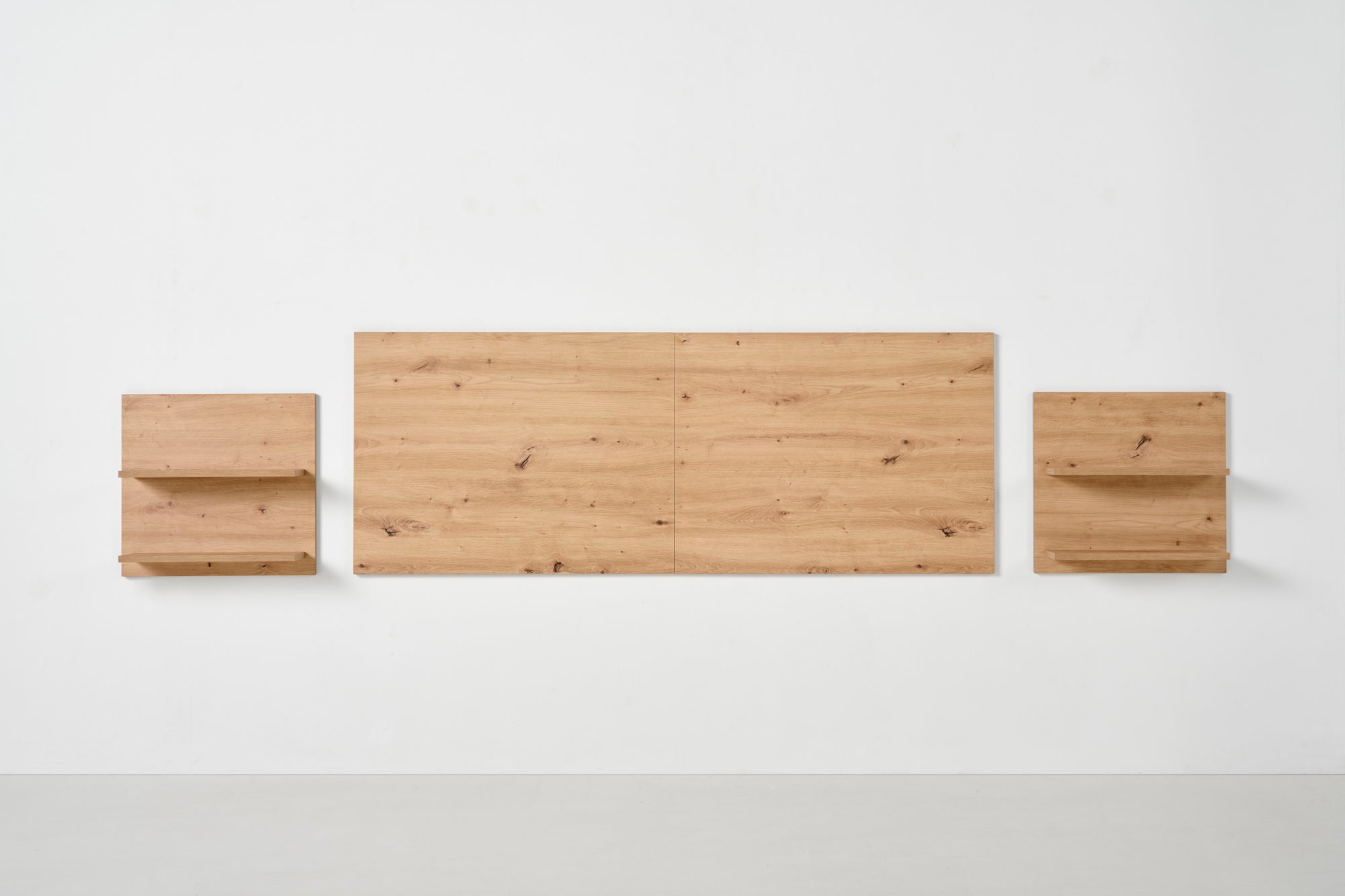 Cabecero + 2 mesitas Colgantes con Baldas, Acabado Madera, Medidas 155 x 60 x 2 cm - 4