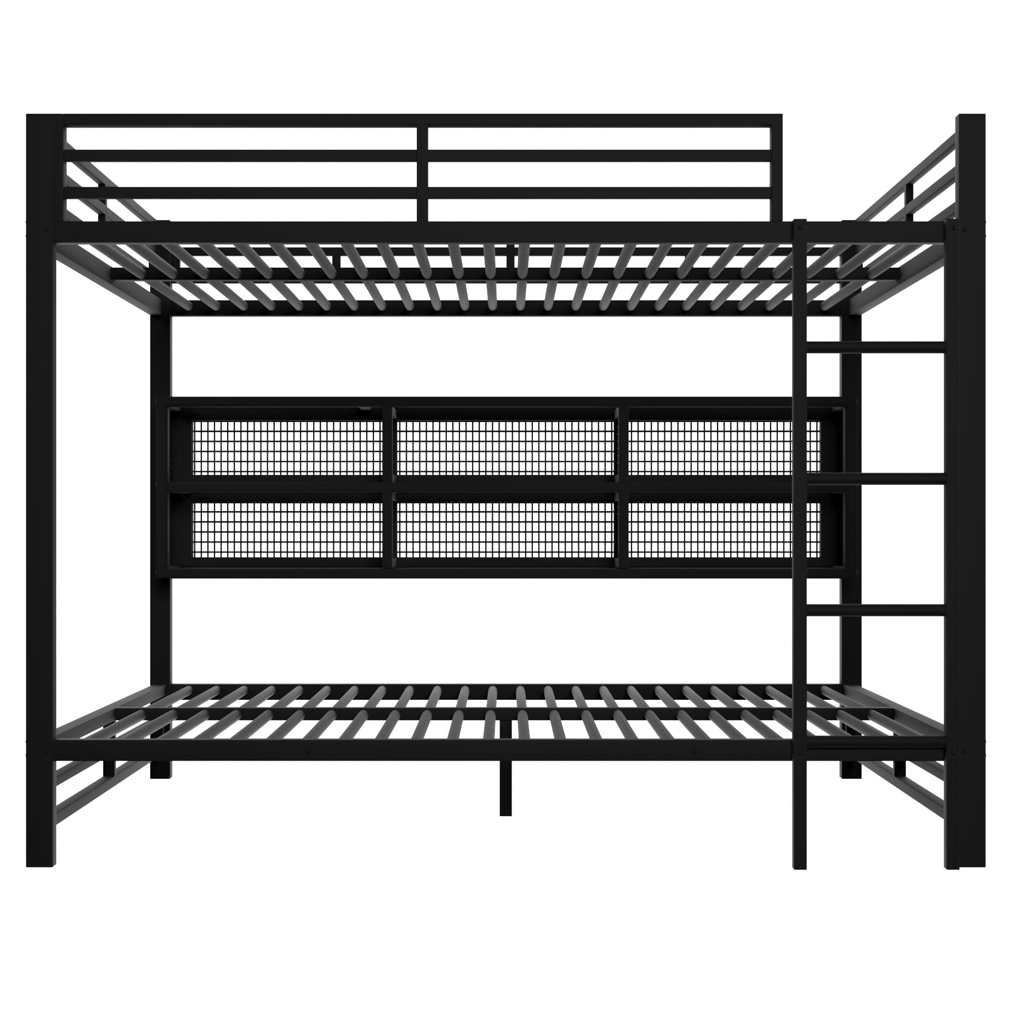 Lit Mezzanine 2 Place avec LED, Lit Superposé Enfant 140x200 avec 6 rangements latéraux offrent Un Espace de Rangement,Noir(Sans Matelas) - 8