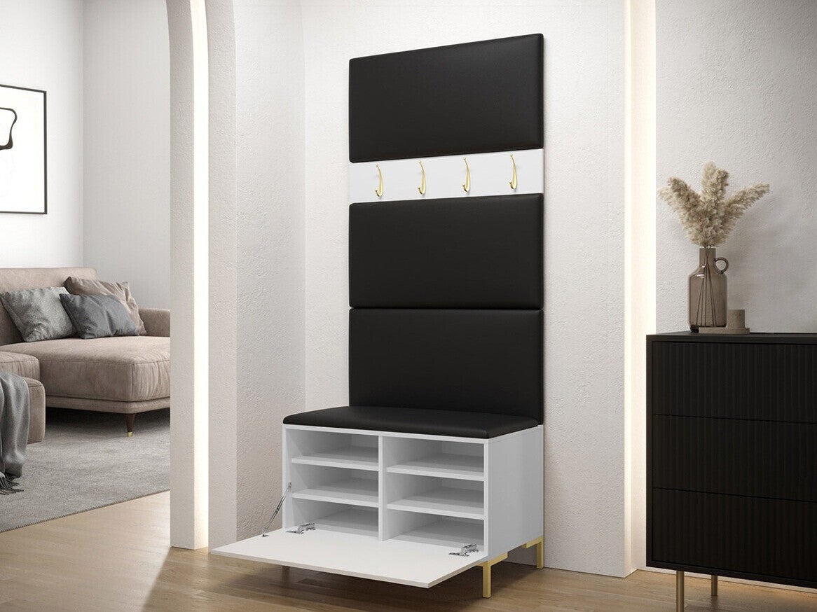 Conjunto para corredor Tivsoa 102, 196x84x46cm, Craft carvalho, Couro Ecológico, Placa de aglomerado laminado, Colocado, Montado nas parede - 4