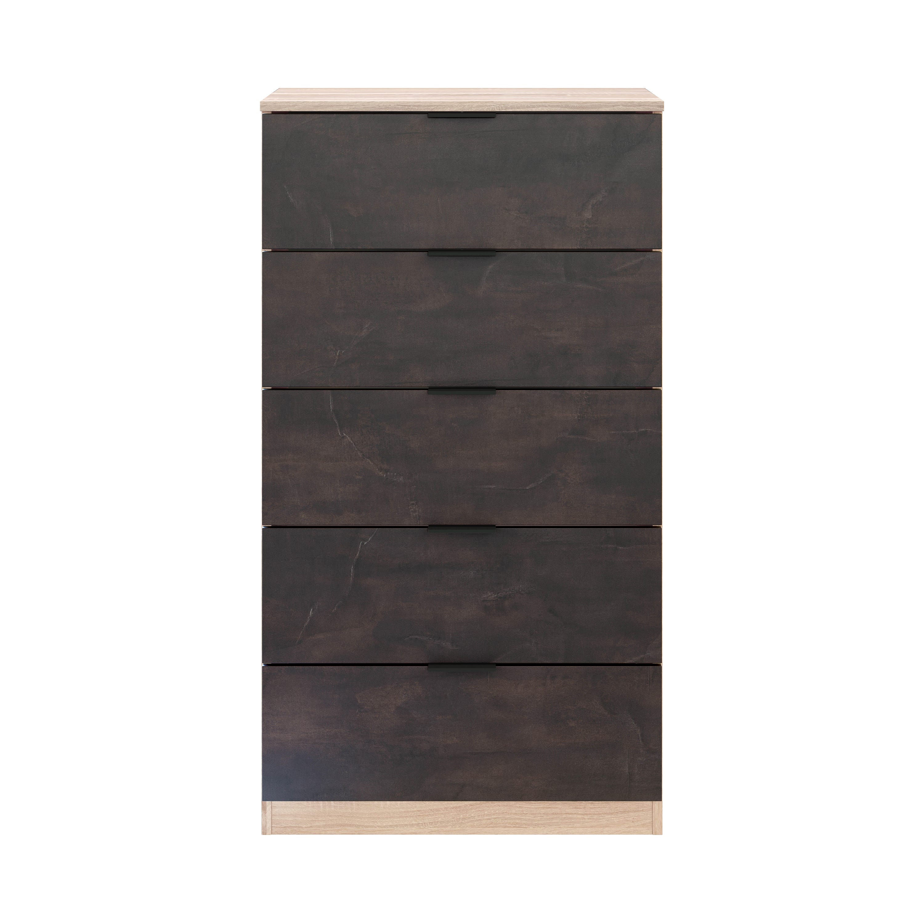 Commode Luca Chêne Canadien Oxydé 5 tiroirs 110X60X40 cm - 3