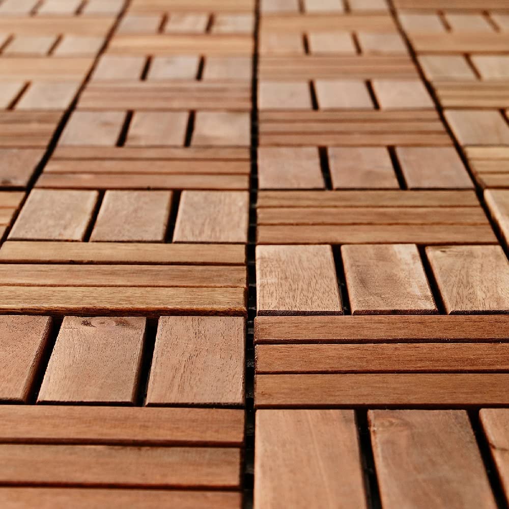 10 Dalles de Terrasse DARK en Bois Clipsable Résistant Aux Forte et Basses Températures 31 X 31 cm Revêtement Extérieur Pour Jardin Balcon Piscine - 3