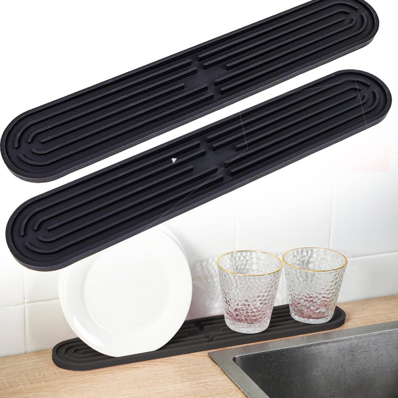 2szt Silikonowa mata ociekowa Mata barowa, antypoślizgowy ociekacz do butelek, szklanek, czarny