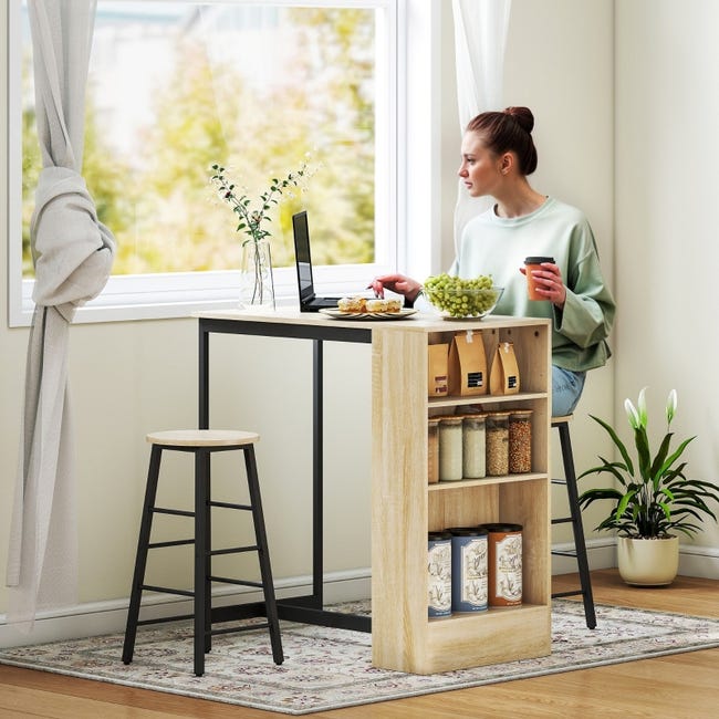 Set tavolo da bar con sgabelli da bar, set tavolo da bar da