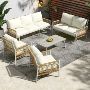 Outsunny Divano Da Giardino A 3 Posti In Rattan PE E Acciaio 173 X 68 X 78 Cm~17a18o96qq801