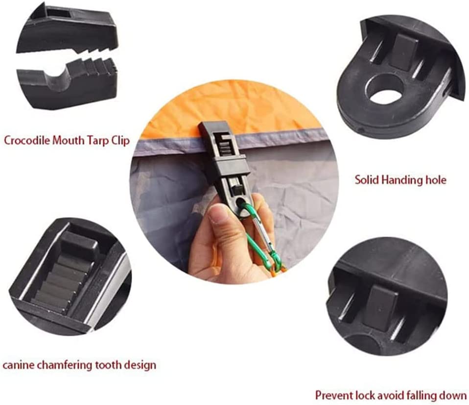 Poignée de Verrouillage Robuste réglable pour bâche et Tissu d'ombrage, Clips en Plastique pour Tissu d'ombrage, Clips de bâche Polyvalents,Noir - 2