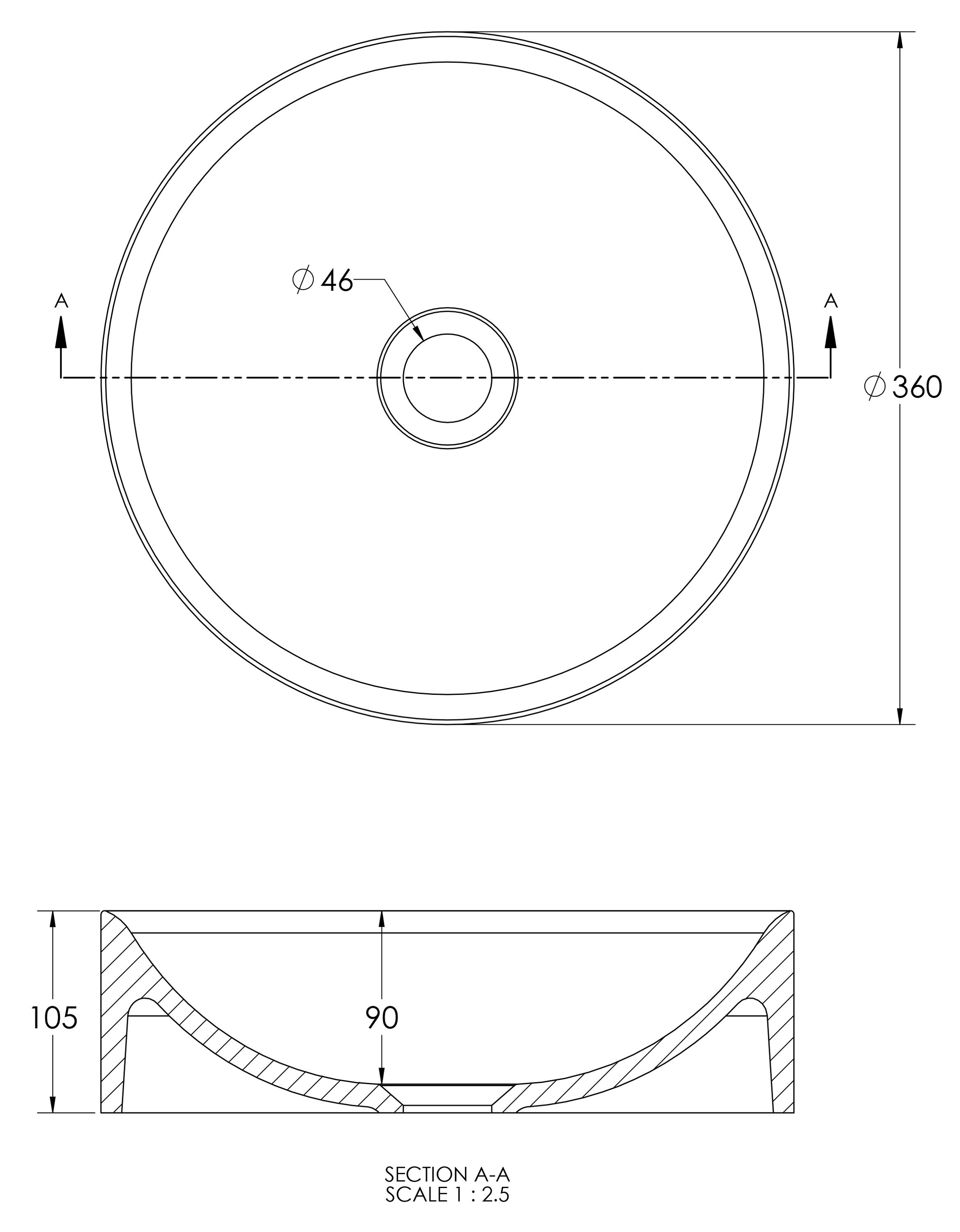 Bernstein Umywalka nablatowa NT8565 odlew mineralny - Ø 36cm - biały mat - 4