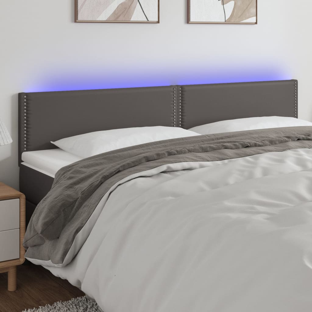 Tête De Lit à LED - QQMORA - Gris Foncé - 160x5x78-88 Cm - Tissu - Maison