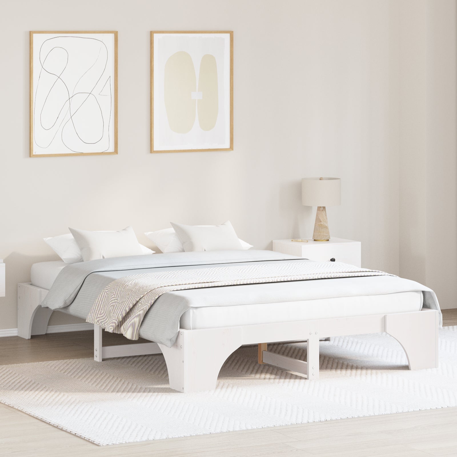 Ramka łóżka Biały 160 x 200 cm Lite drewno sosnowe vidaXL