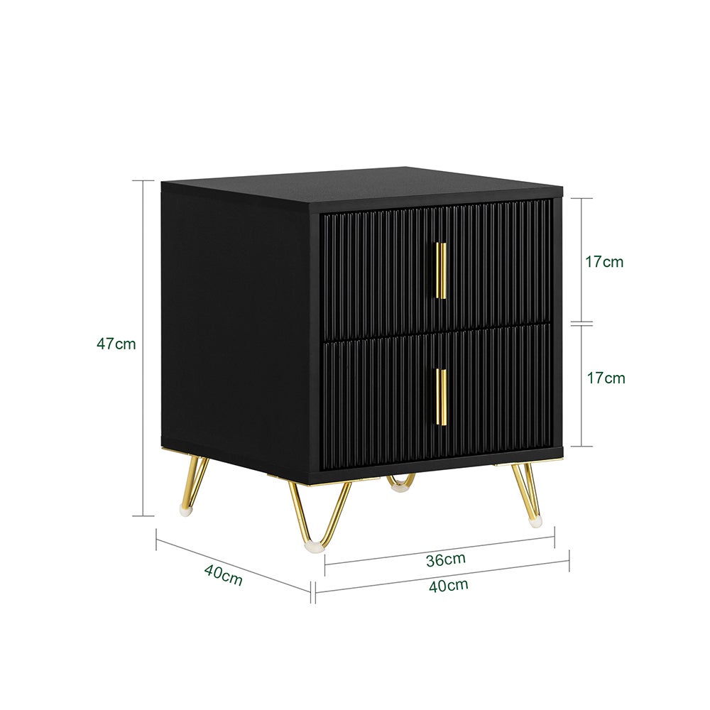 Mesita de Noche Mesa Auxiliar Mobiliario de Salón Moderno con 2 Cajones 40 x 40 x 47 cm Negro FBT115-SCH SoBuy ES - 3