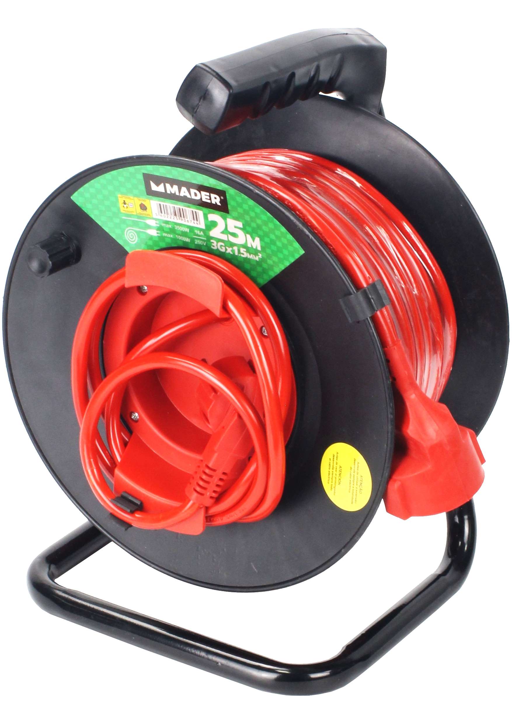 MADER 90674 - Prolongador Eléctrico, con Enrollacable, Exterior, 25m ...