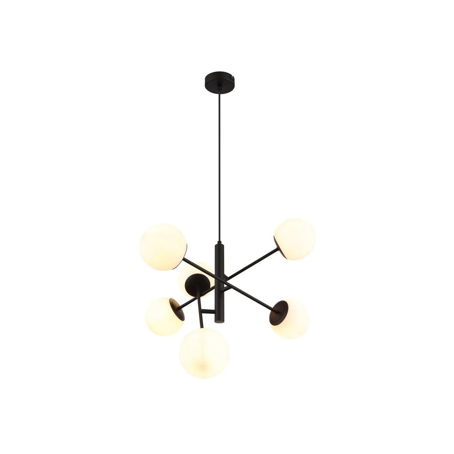 Lampa wisząca Meduza czarny matowa-biała 6xE14x20W wym: 130 x 58 x 58 cm szkło Rabalux