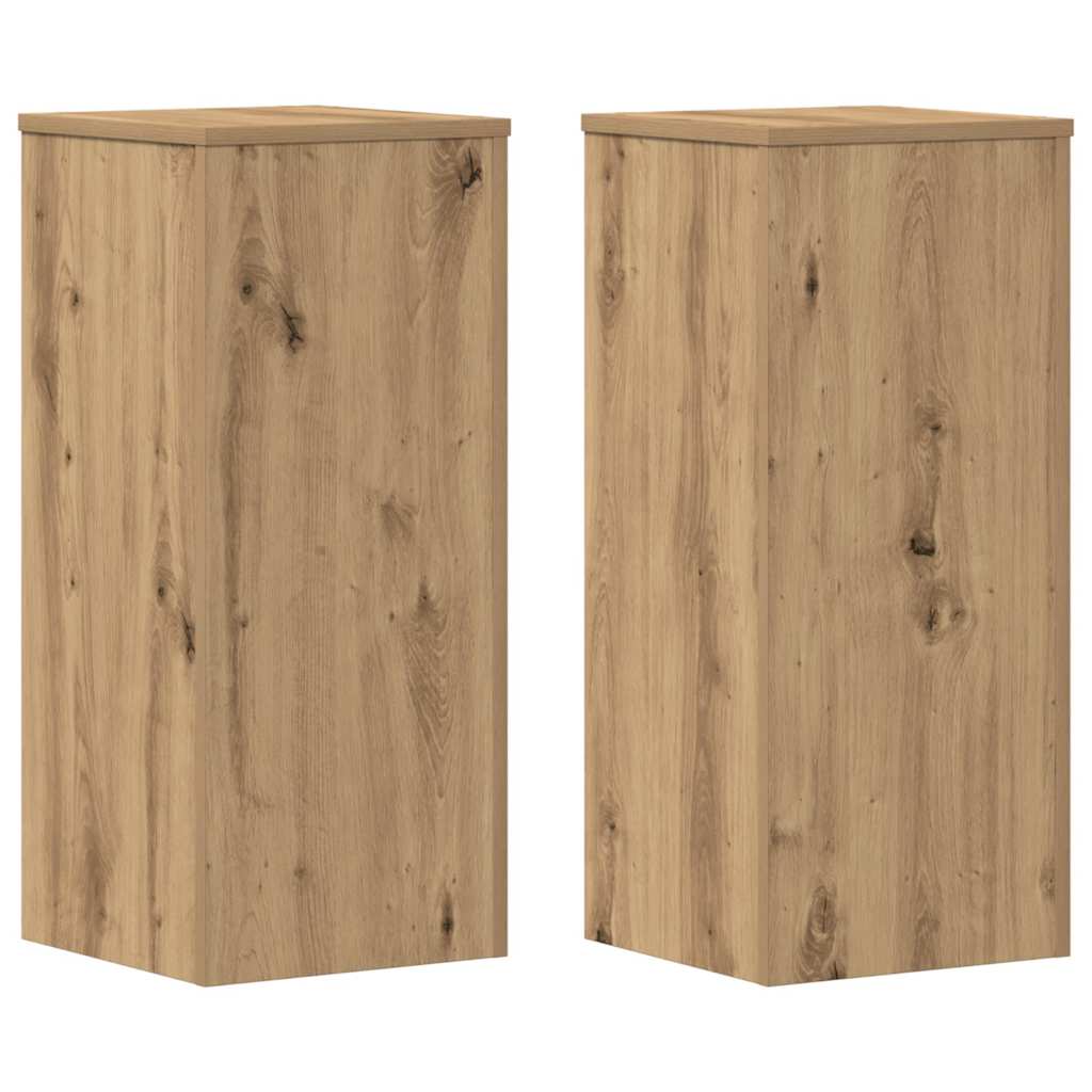 Lot de 2 supports pour plantes chêne artisanal en panneau de bois - 2