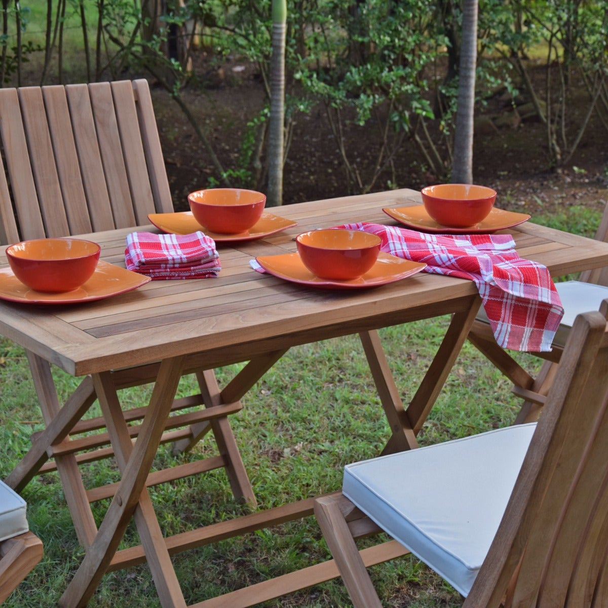Table à manger de jardin rectangulaire en Teck Marron 10 places - 7