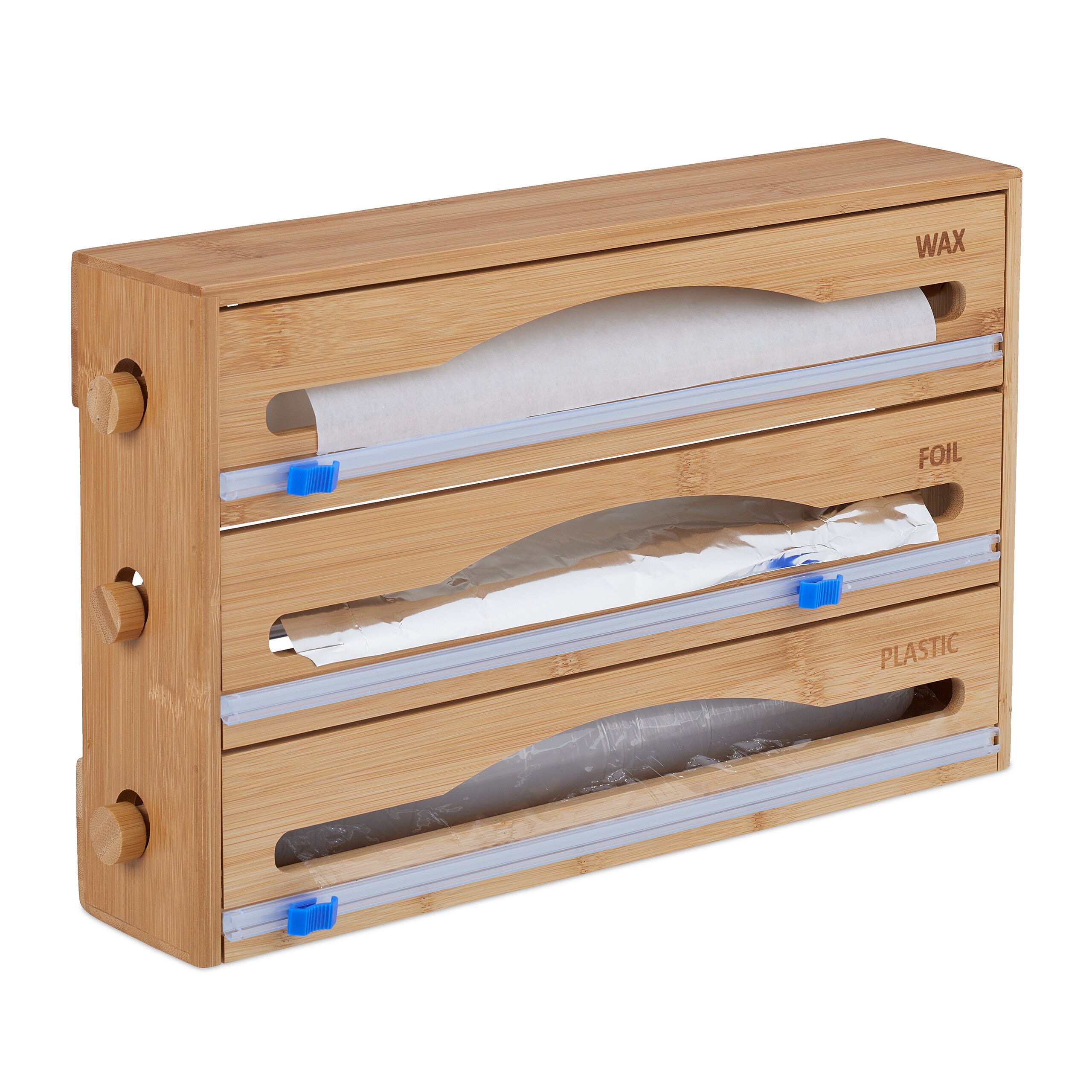 Dérouleur De Film Alimentaire En Bois - 34 X 23 X 7 Cm - 3 En 1