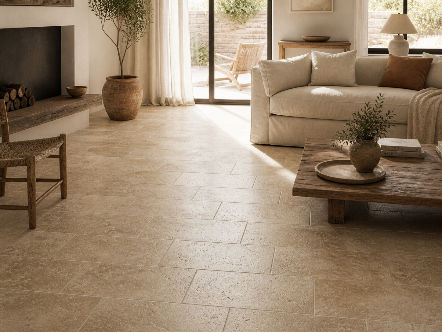 TRAVERTIN CLASSIC MIX BEIGE (1er choix), 40,6 X 61 EP 1,2cm, Pierre naturelle - intérieur/exterieur - 2