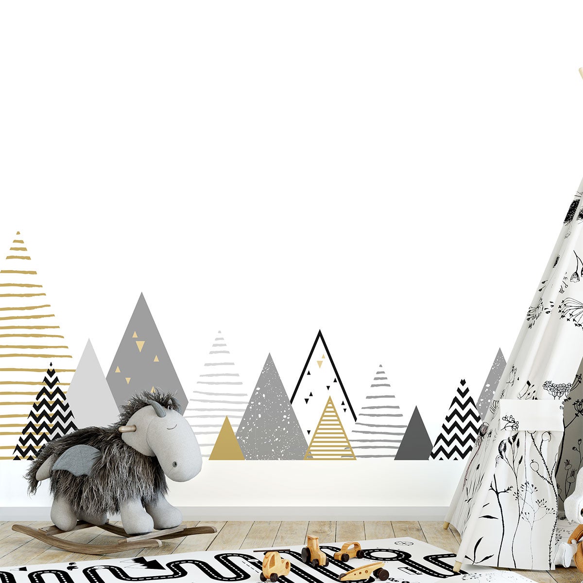 Vinilo niño escandinavo de montaña gevika - adhesivo de pared - revestimiento sticker mural decorativo - 70X115cm - 6