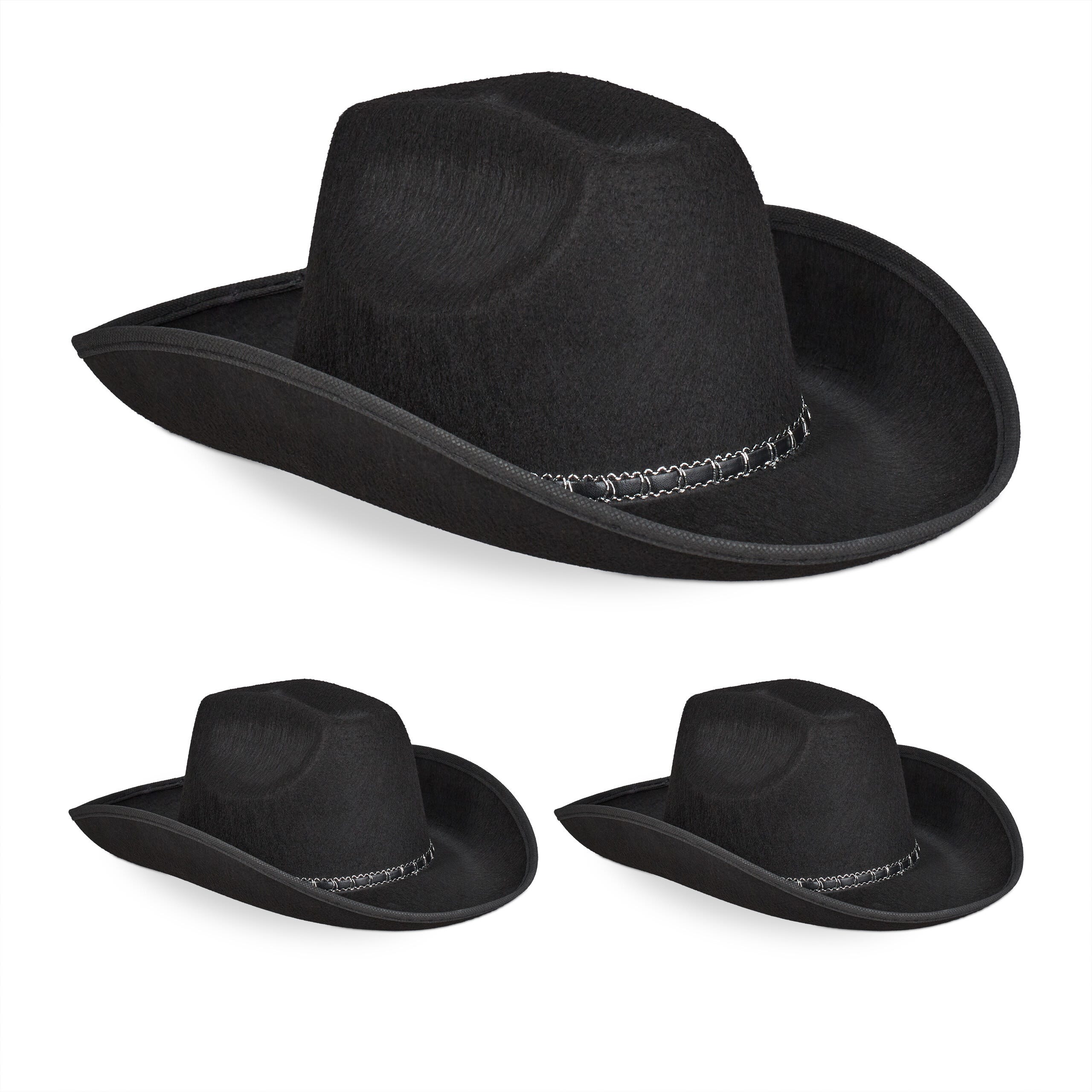 Cappello Western Tesa Larga Cappello Cowboy Western Nero In Feltro - Tesa Larga, Cinturino Argento, Stile Retrò Unisex Cappello Cowboy Retrò Uomo Donna Cappello Western Tesa Larga Cappello Cowboy Western Nero In Feltro - Tesa Larga, Cinturino Argento, Stile Retrò Unisex Cappello Cowboy Retrò Uomo Donna