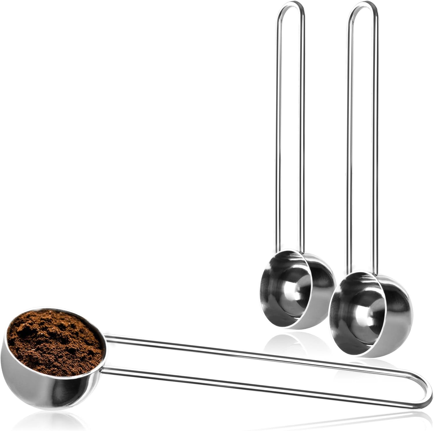 3 miarki do kawy ze stali nierdzewnej - Miarki do herbaty, kawy, kakao i espresso - Uchwyty z drutu (srebrne - 15 ml)