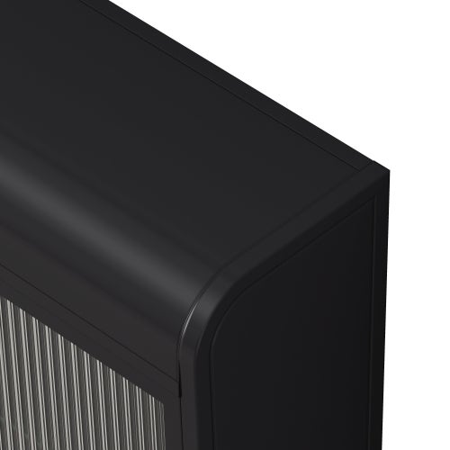 Armoires murales moderne 90×20×70 cm, buffet avec 3 portes en verre cintrées, pour cuisine/salon/salle de bain, noir - 5