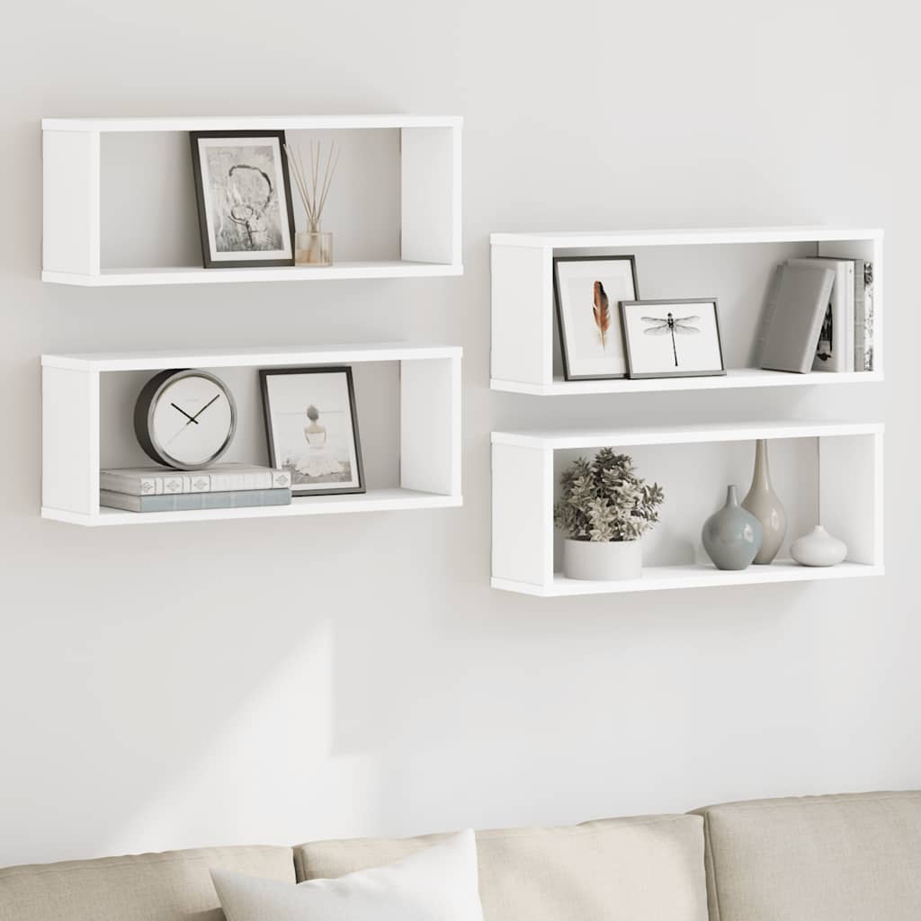Maison exclusive - estante cubo de pared 4 uds contrachapado blanco 60x15x23 cm