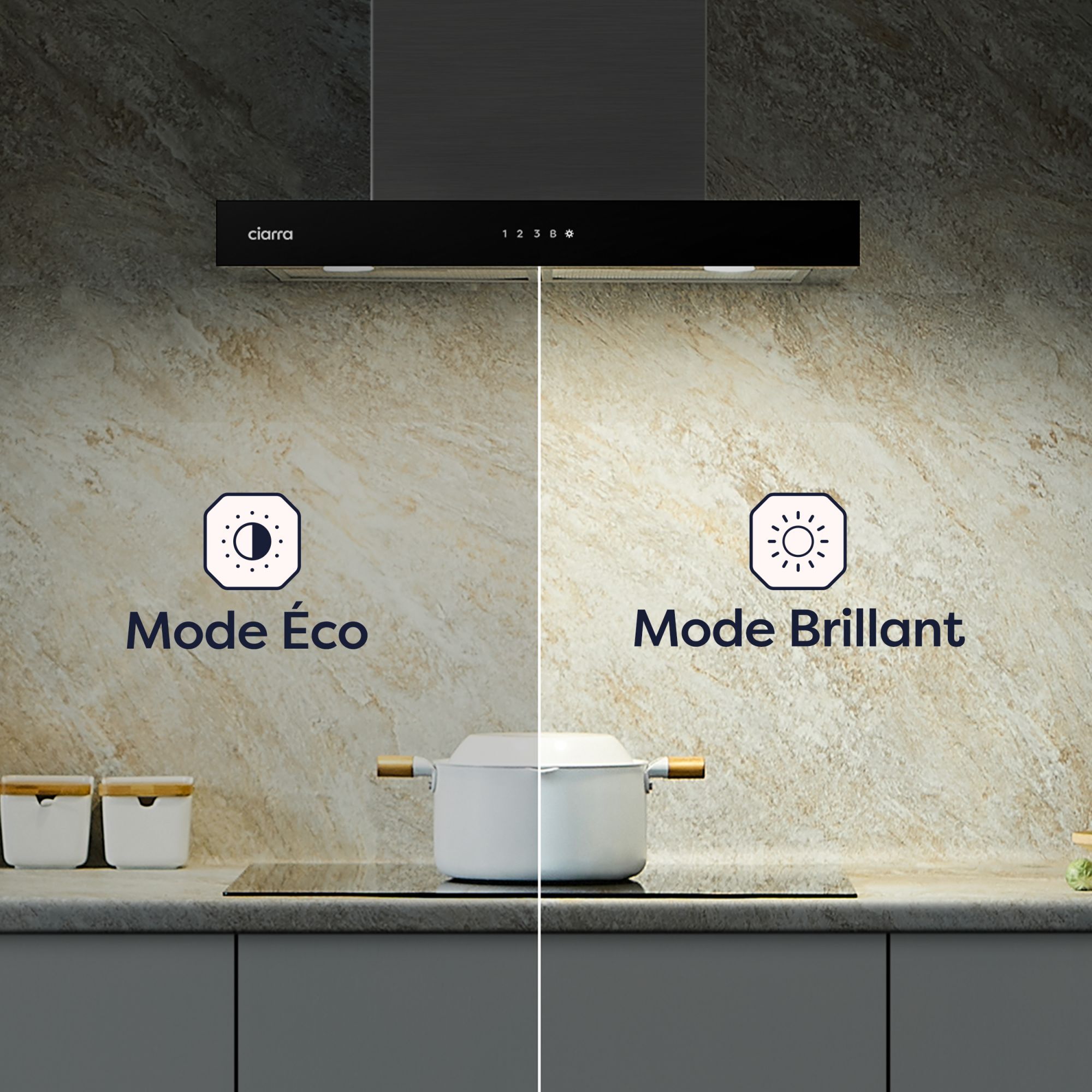 CIARRA Hotte Tactile 60cm 650m3/h A+++ 4 Vitesses Booster Recyclage ou Evacuation Inox CBCS6102 - 3