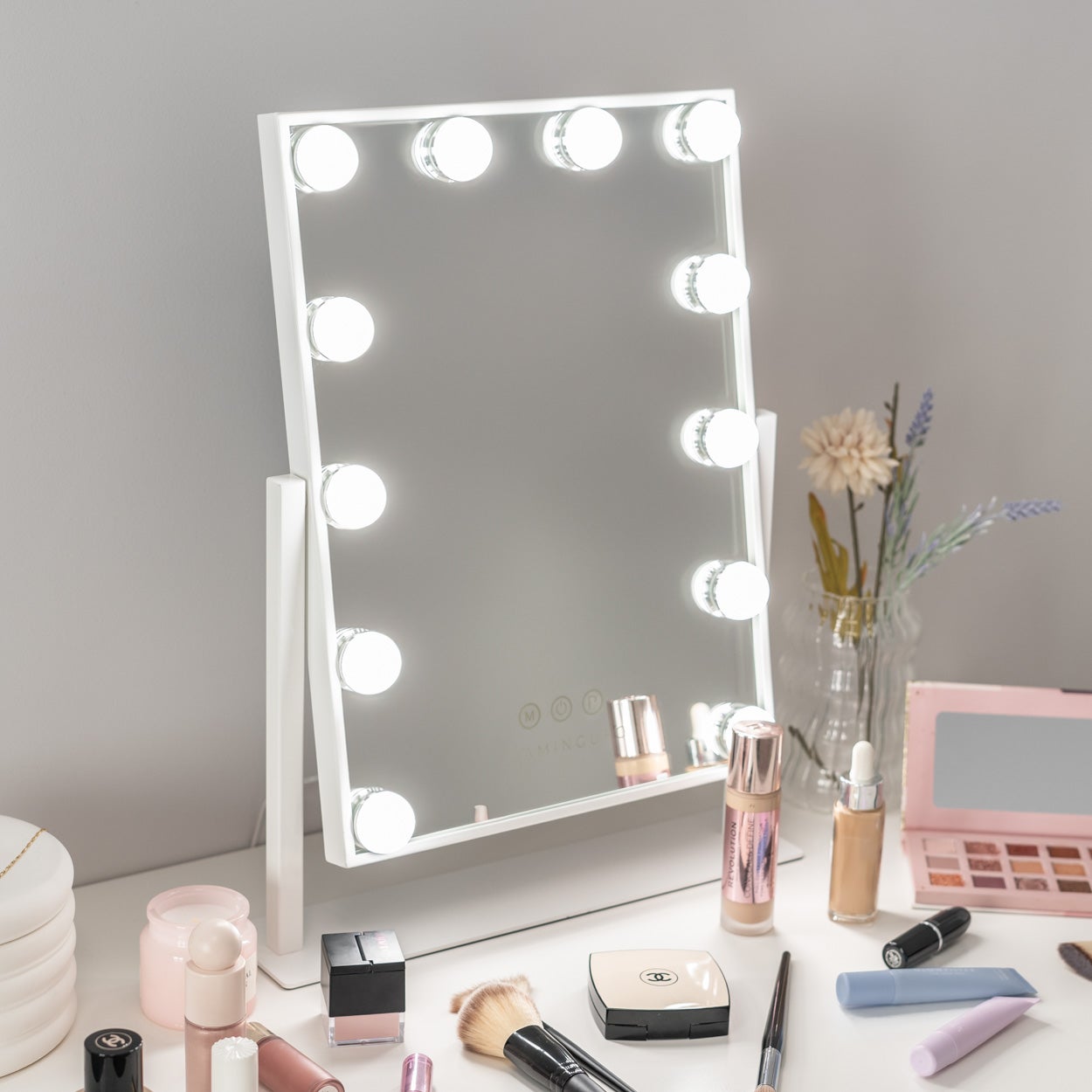 Flamingueo Miroir Maquillage Lumineux Miroir 12 LED Miroir Maquillag 3 Modes Contrôle Tactile - 5