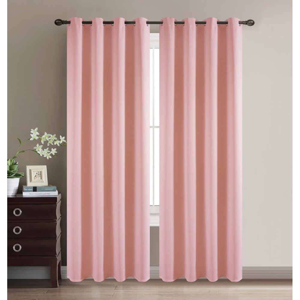 Cortinas de ventana opacas 2 piezas modernas anti luz, termicas aislantes frio y calor para salon, habitacion (140x260cm rosa)
