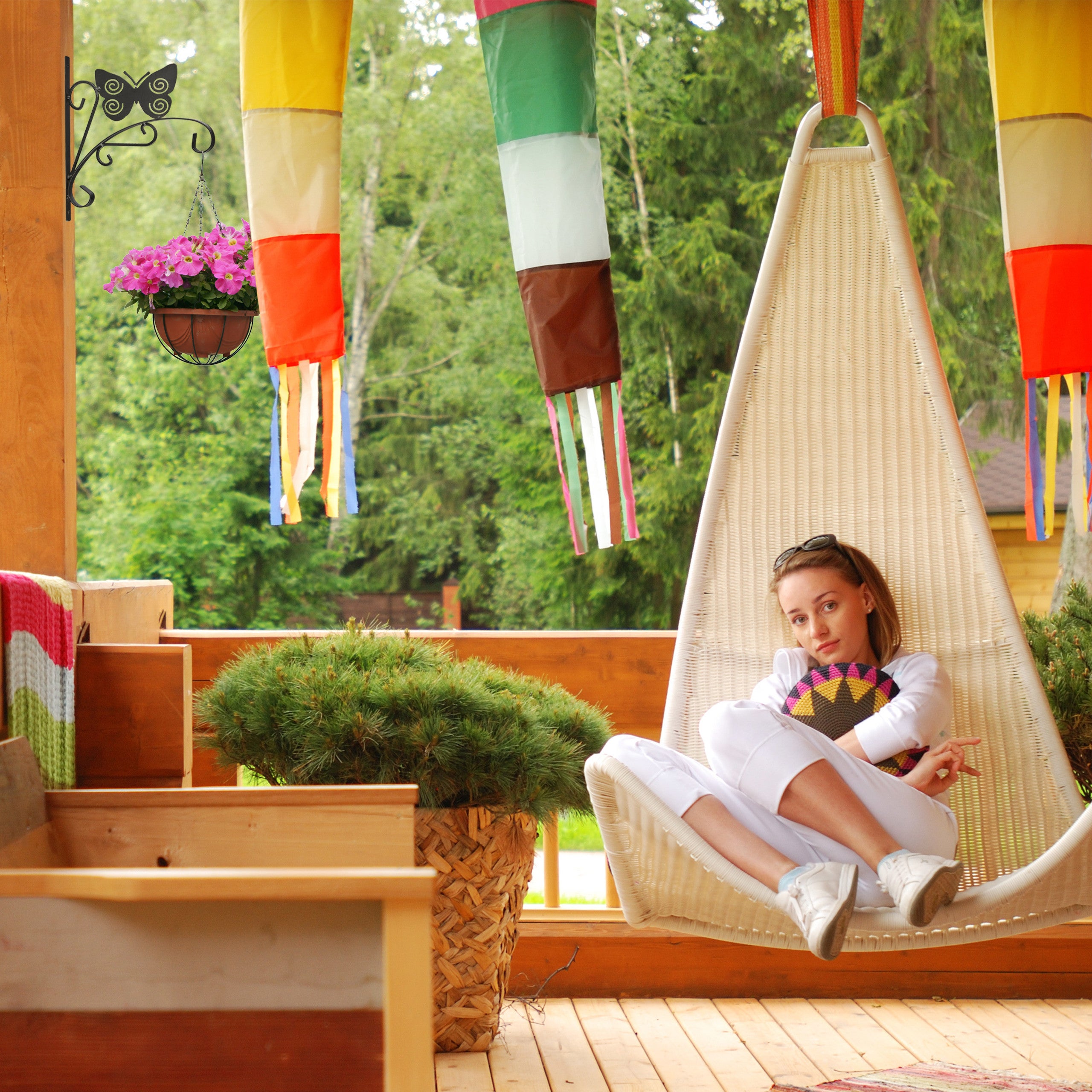 Crochet mural pour plantes papillon suspensions pot de fleurs en métal décoration jardin 30x28x2 cm, noir, Relaxdays - 2