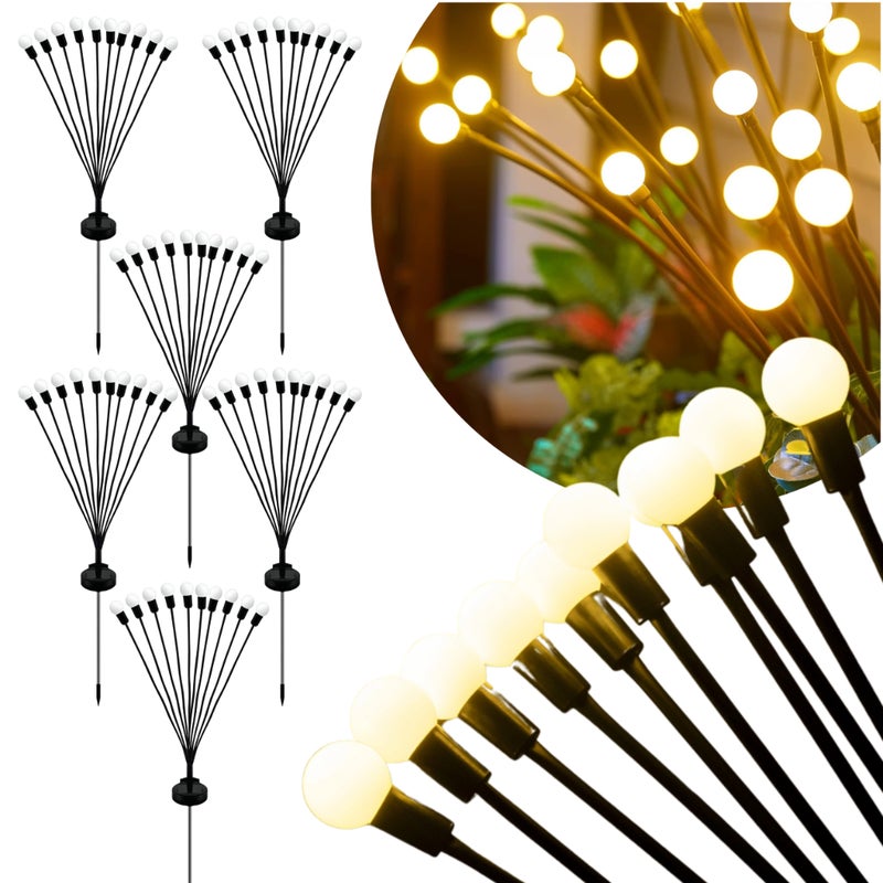 Zestaw 6x Lampa Solarna Ogrodowa 10x LED Wbijane Drzewko Kulki Oświetlenie