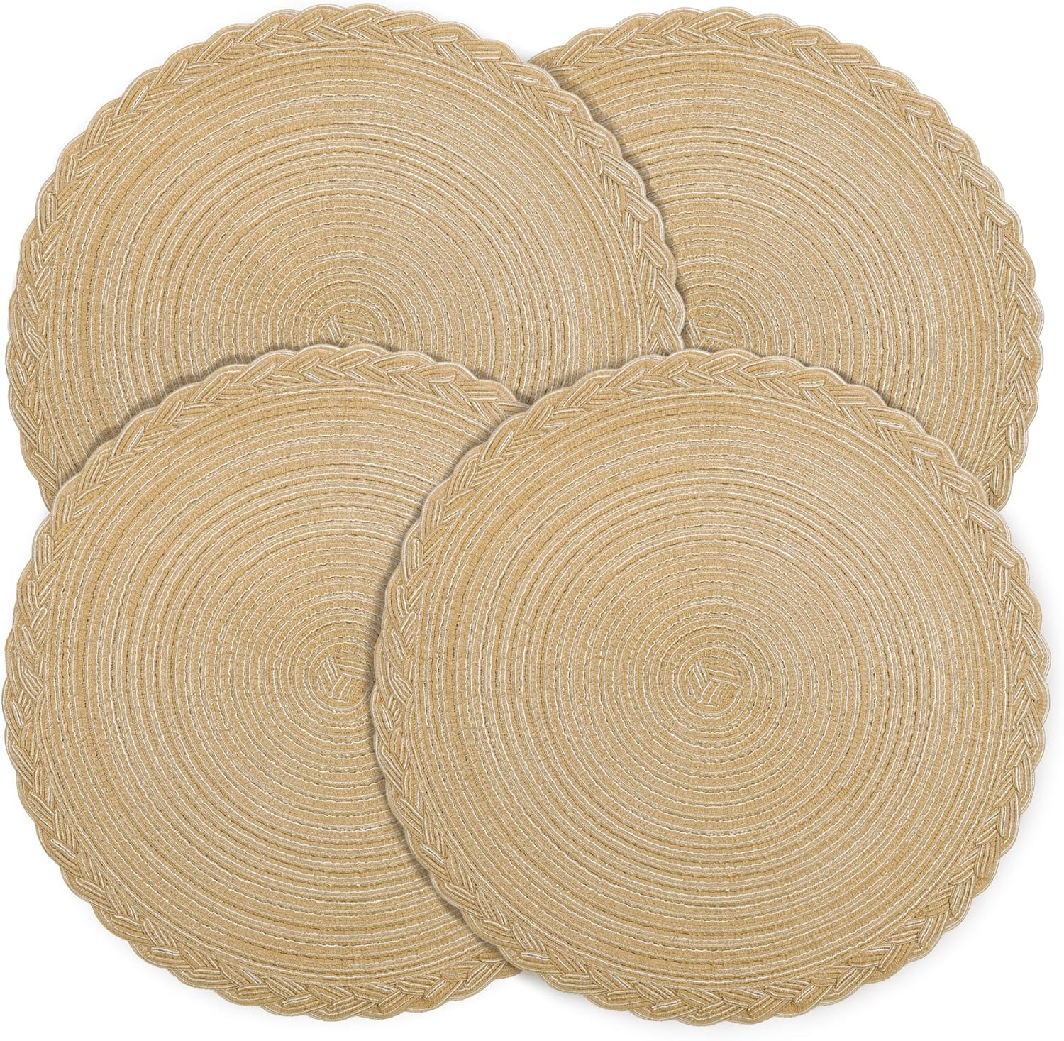 Lot De 9 Sets De Table Ronds Tissés 38 Cm - Résistants à La Chaleur, Lavables, Décoration
