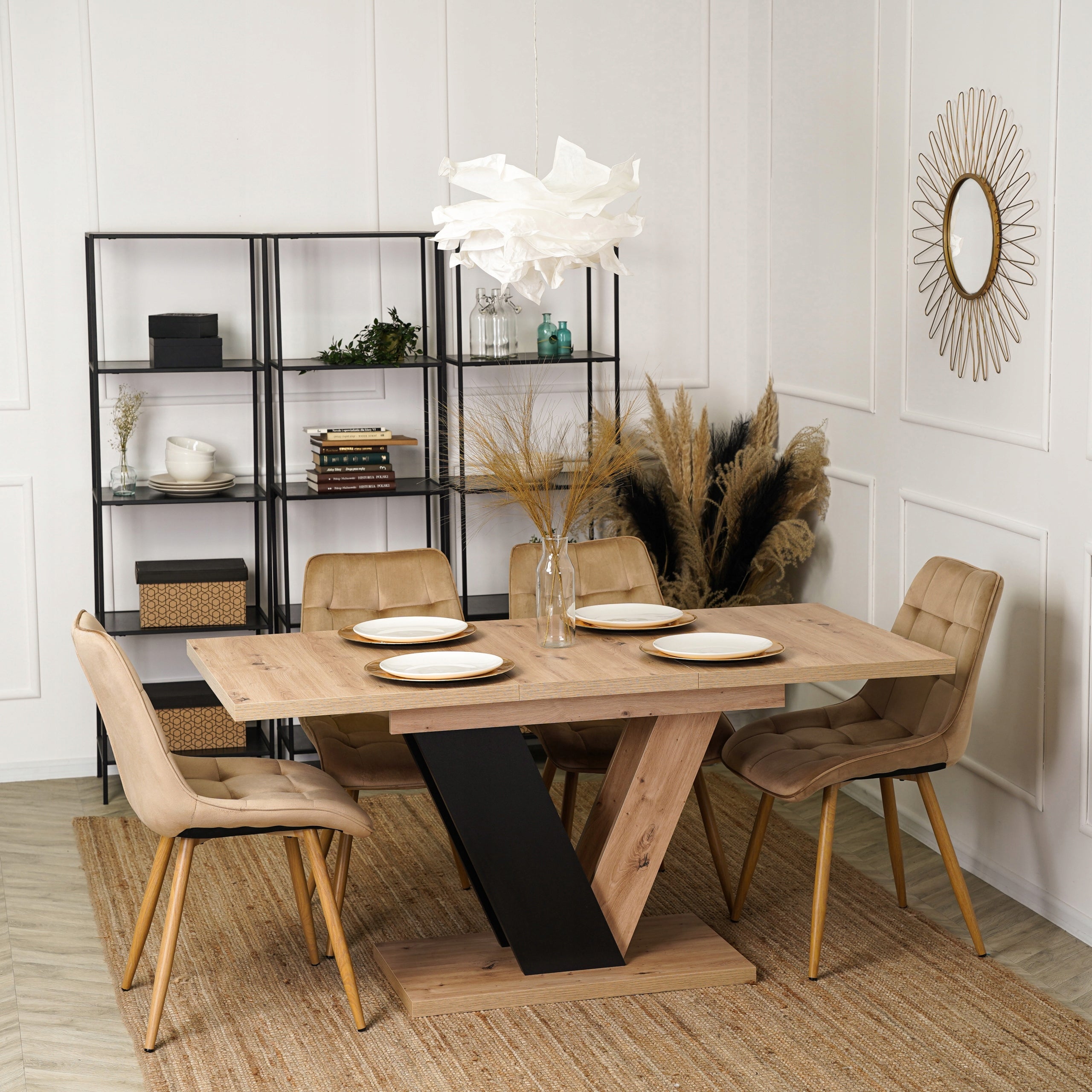 Stół Rozkładany Nowoczesny Salon Jadalnia Czarny Dąb Artisan CLARK 120/160 - 5