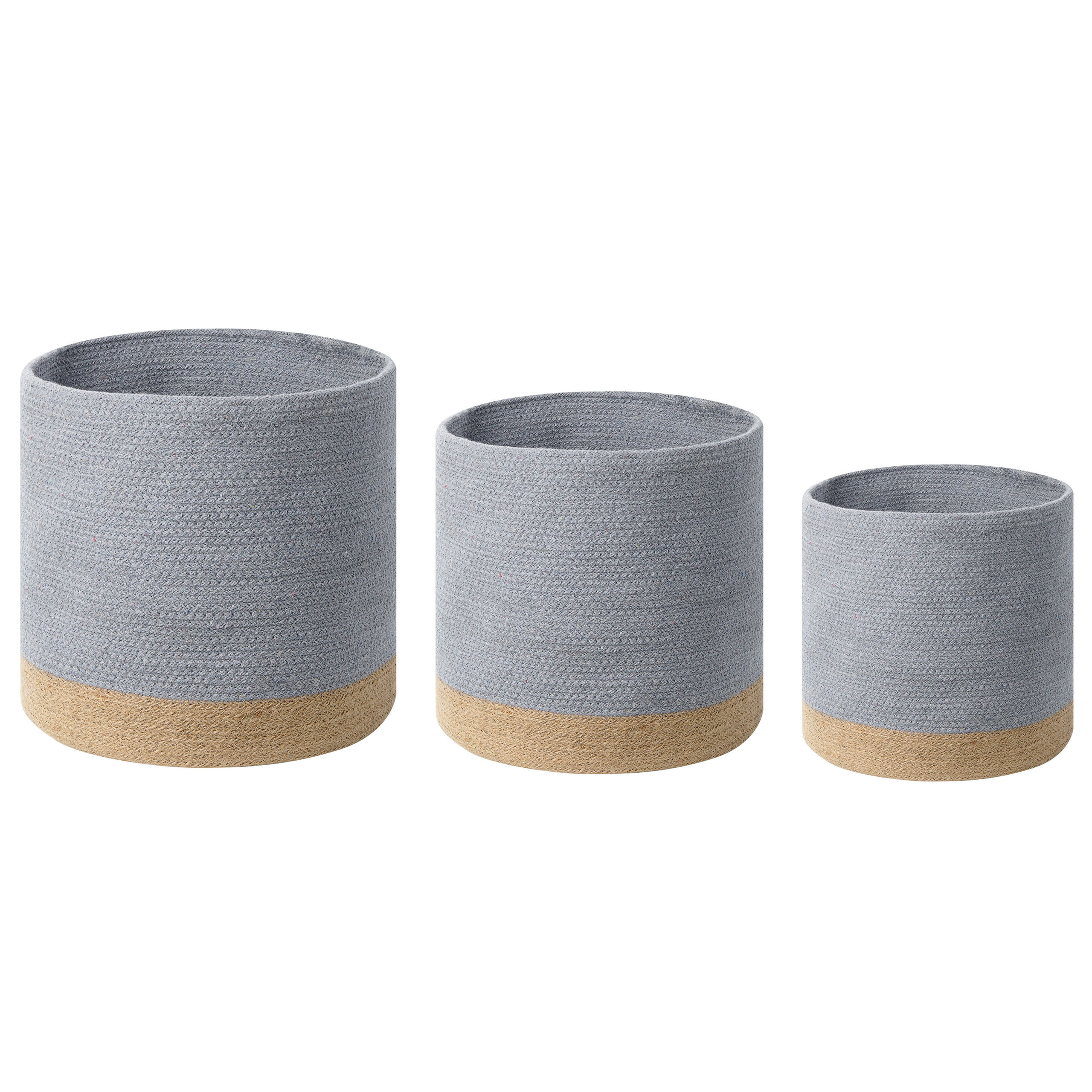 Set de 3 coșuri BASIMA Bumbac Gri 3buc