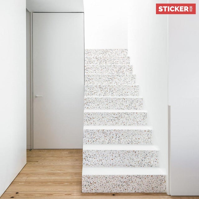 Stickers Escaliers Terrazzo Classique - 18cm x 100cm | Lot de 3 contremarches