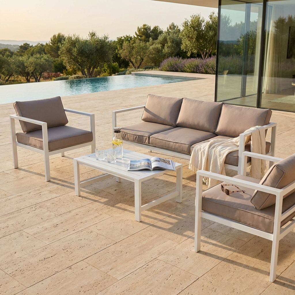 Poltrona Impilabile Da Esterno Milani Home – Dexter In Alluminio Bianco Con Cuscino – Per Giardino, Bar, Ristorante, Hotel - 2