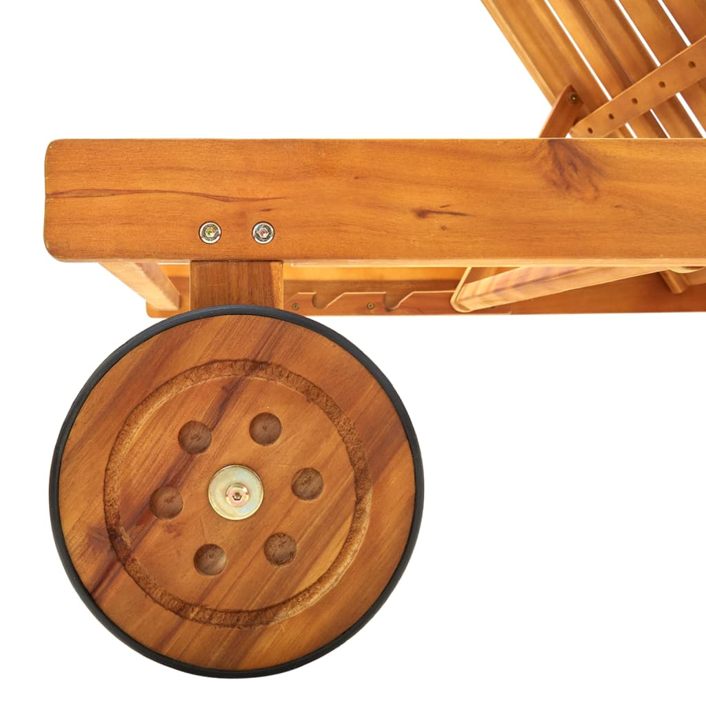Lettino Prendisole da Giardino | Sedia a Sdraio | Chaise Longue con Cuscino Massello di Acacia CFW601155 - 7