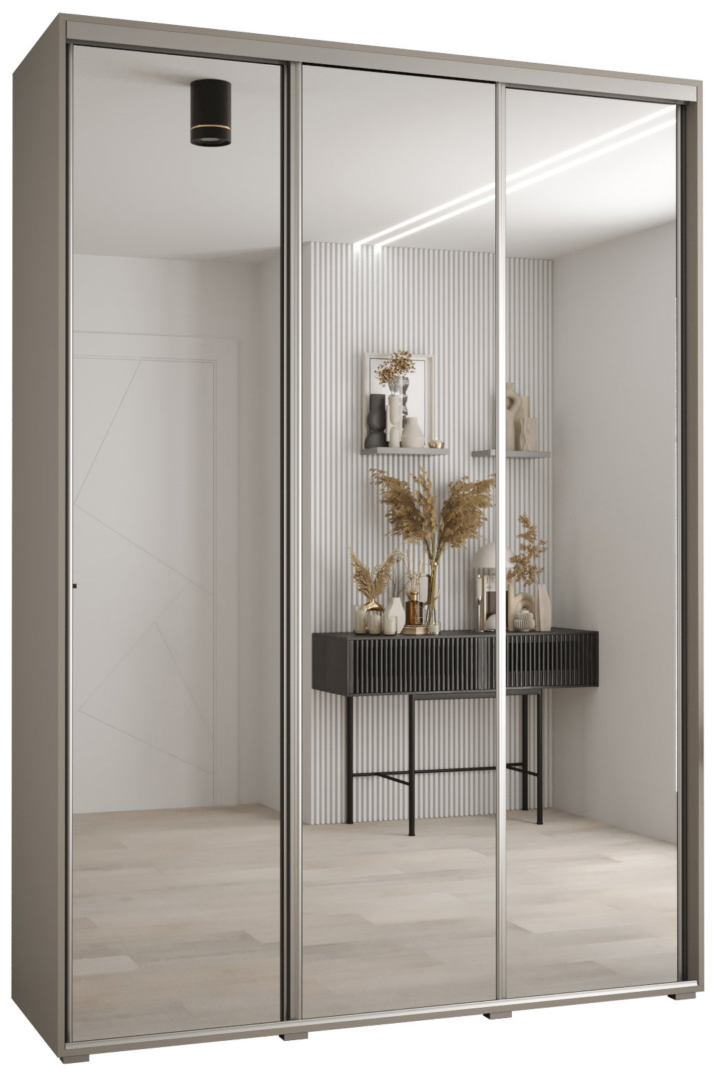 Szafa przesuwna z lustrem wysoka Dakota 2 170 x 60 x 235,2 cm kaszmir + u. Srebrny - Abiks Meble