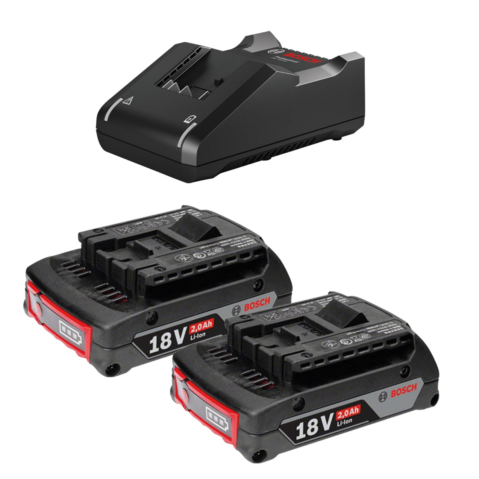 Bosch Zestaw startowy 18 V / 2x akumulator 2,0 Ah + ładowarka GAL 18V-40