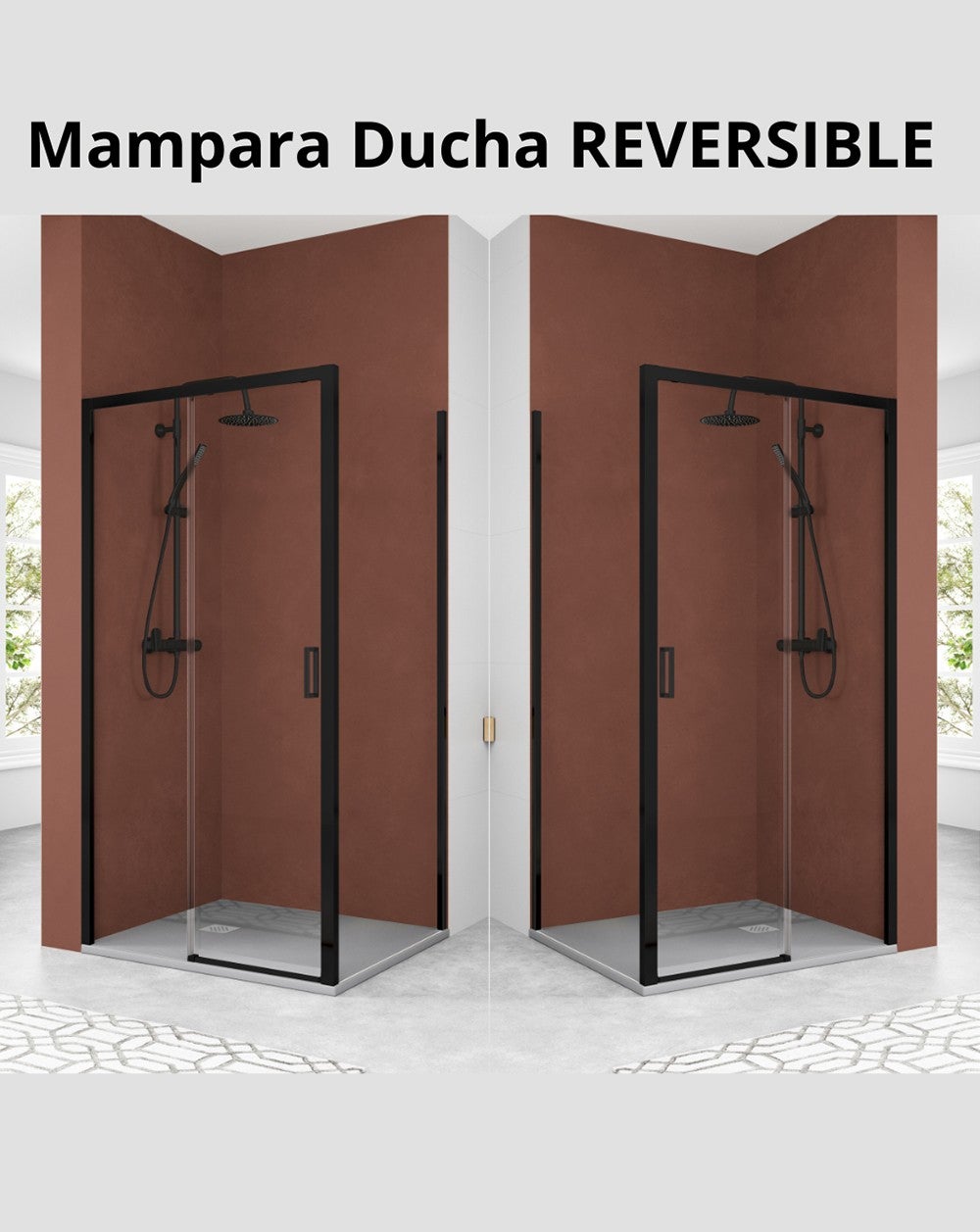 Mampara Ducha Rectangular Frontal Corredera 1 Puerta 1 Fijo | Cristal 5mm Antical Transparente | Perfil Negro 110cm (Adaptable 108,7-112,7cm) X 70cm - 2
