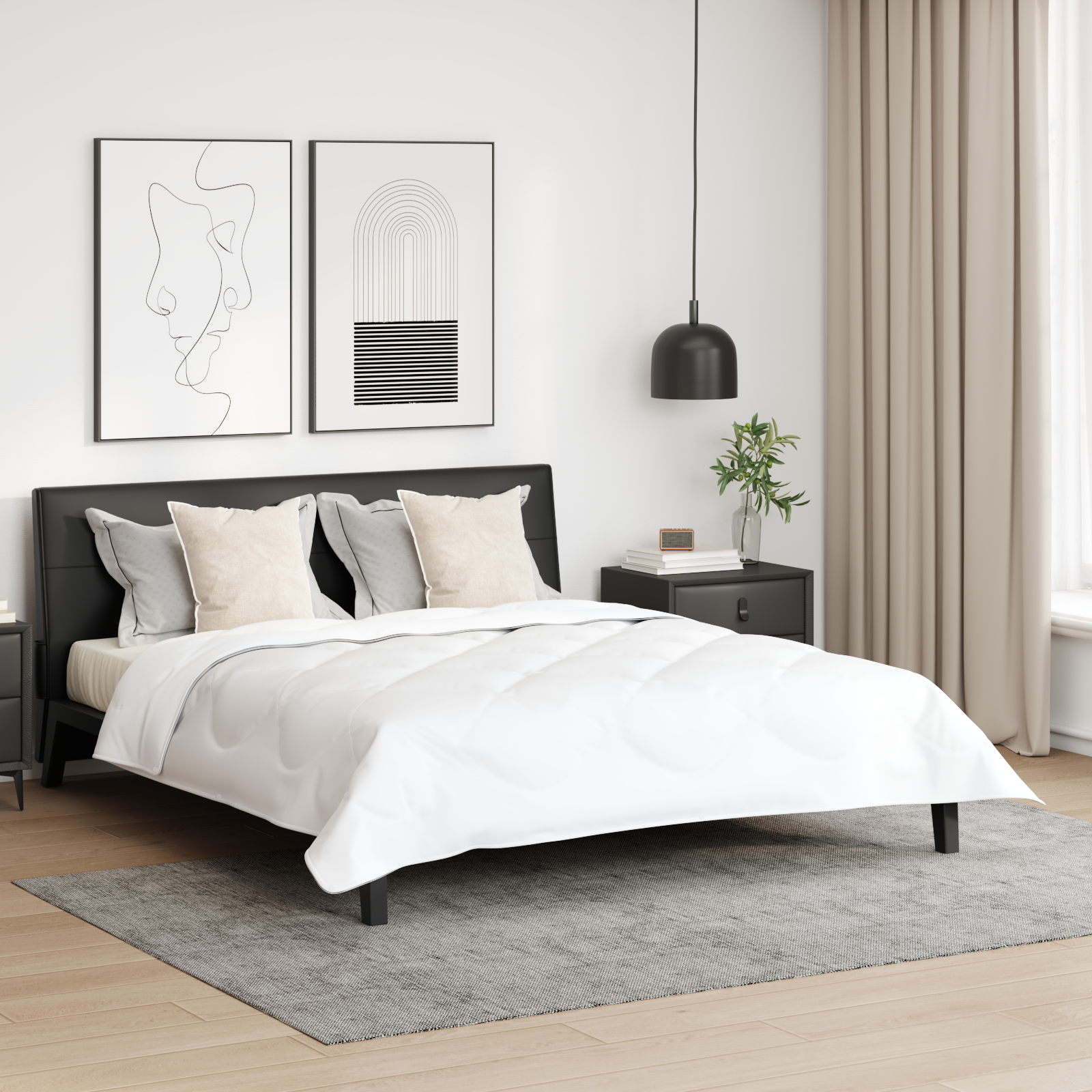 Couette Autre avec oreiller 3 pcs | Duvet Blanc 200 x 220 cm Microfibre - 2