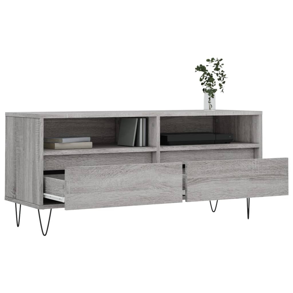 Maison Exclusive - Meuble TV sonoma gris 100x34,5x44,5 cm bois d'ingénierie - 4