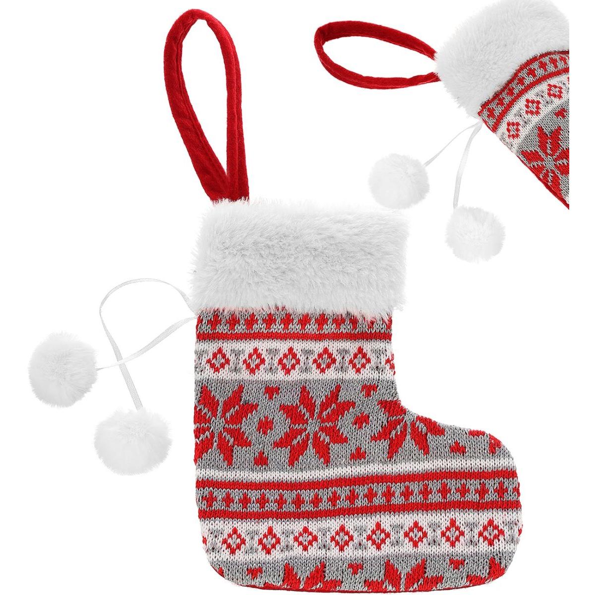 Zawieszka na choinkę skarpetka na prezenty 16x19 cm szara - 2
