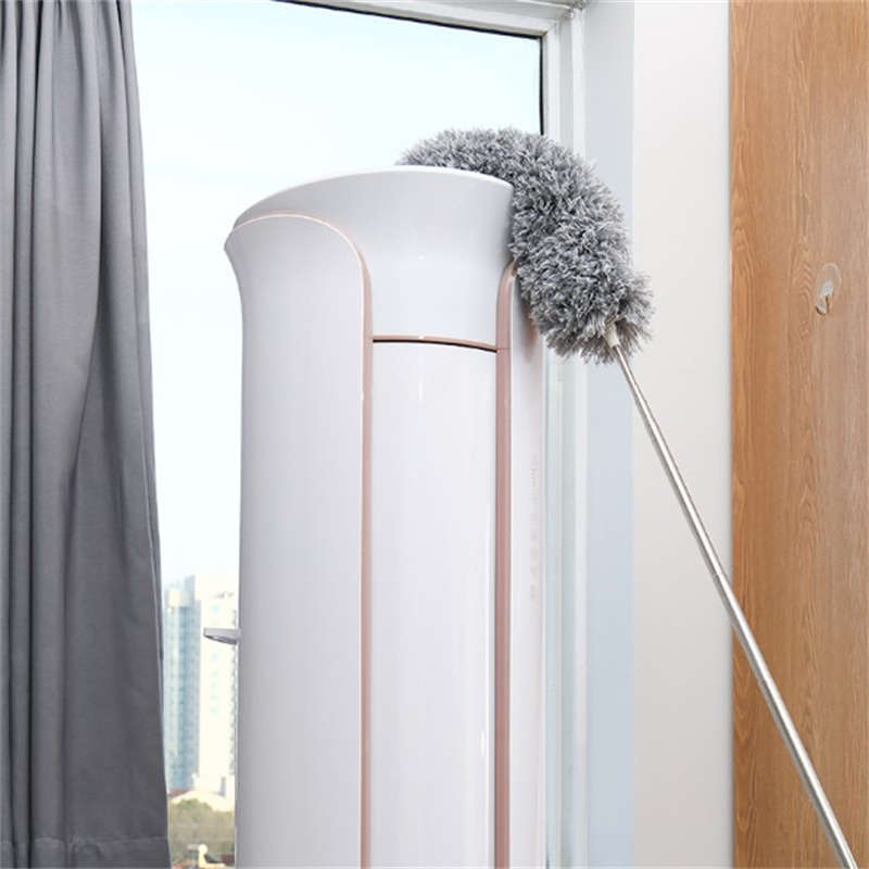 Plumeau télescopique 2,8 m – Nettoyage efficace plafond, rideaux, coins, tête lavable et amovible, manche ergonomique gris - 2