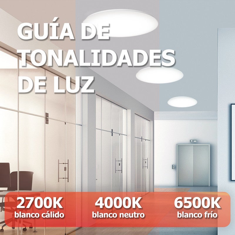 Plafón LED de techo, 32cm de diámetro y 6,8 de altura, Blanco, 4000K, 17W, No regulable 1900 Lúmenes, CRI 80, 15.000 h de Vida Útil - PILA - 7