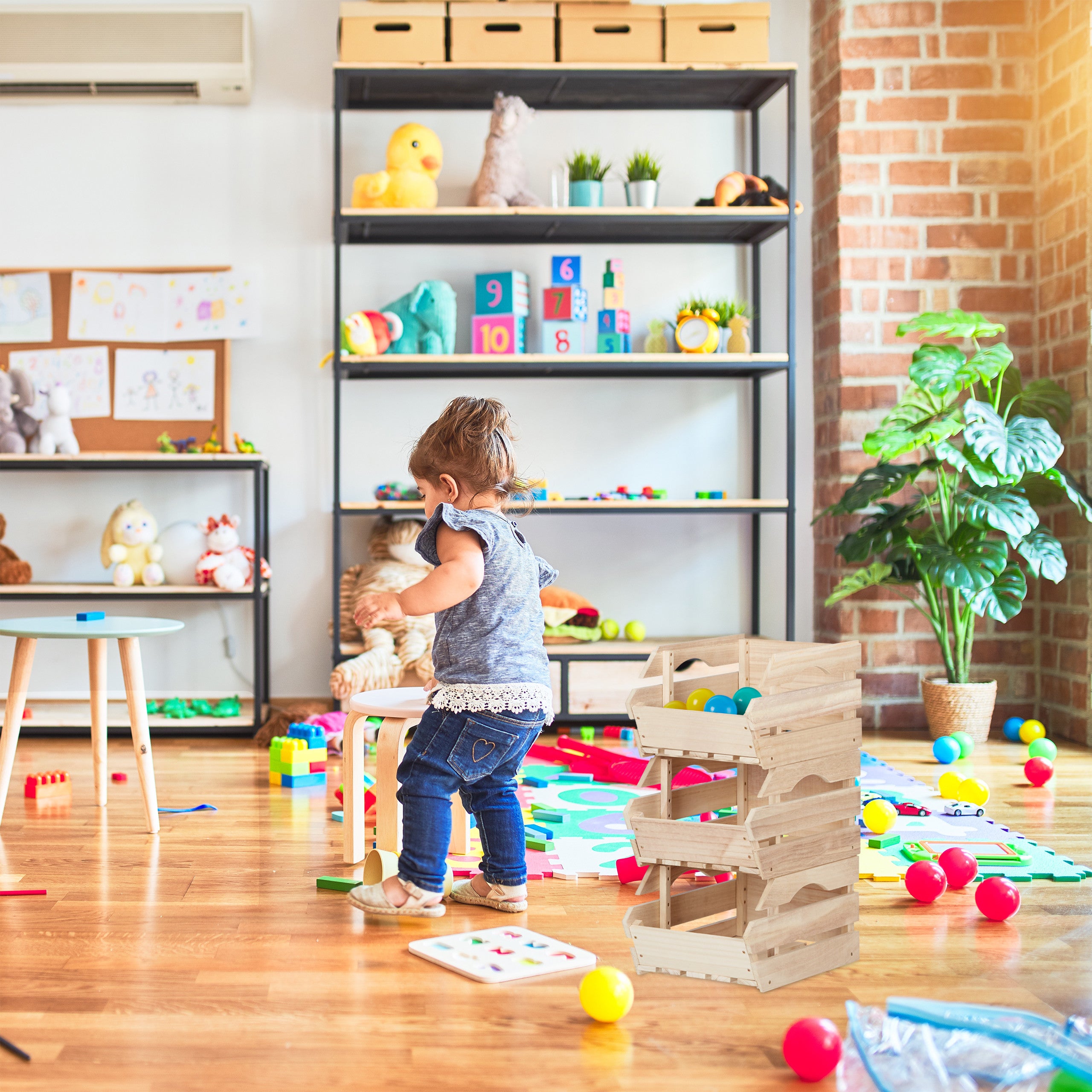 Cagette en bois empilable boîte rangement nature lot de 3 caisses HxlxP: 20 x 27,5 x 38 cm, nature, Relaxdays - 3