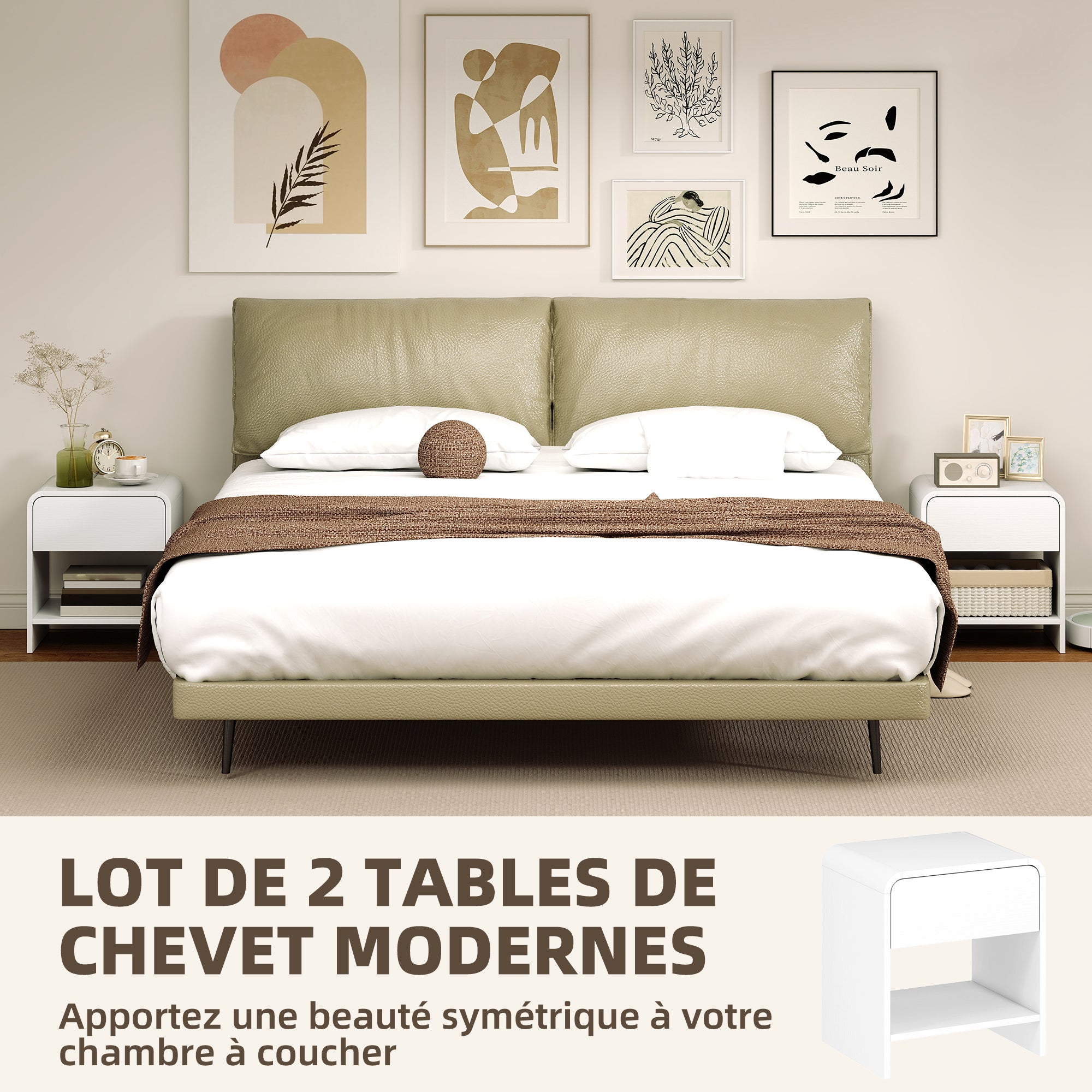Lot de 2 tables de chevet MDF HOMCOM - 4