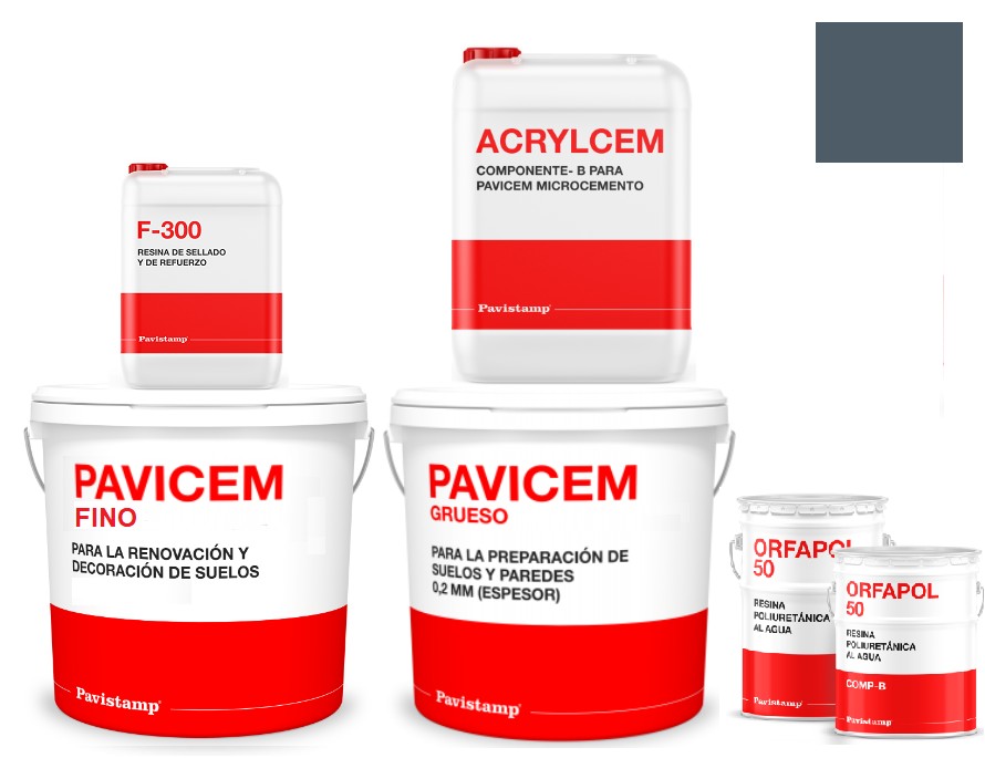Kit microcemento 8 m2 bicomponente - paredes y suelos cerámica o mortero - poliuretano satinado-azul oscuro