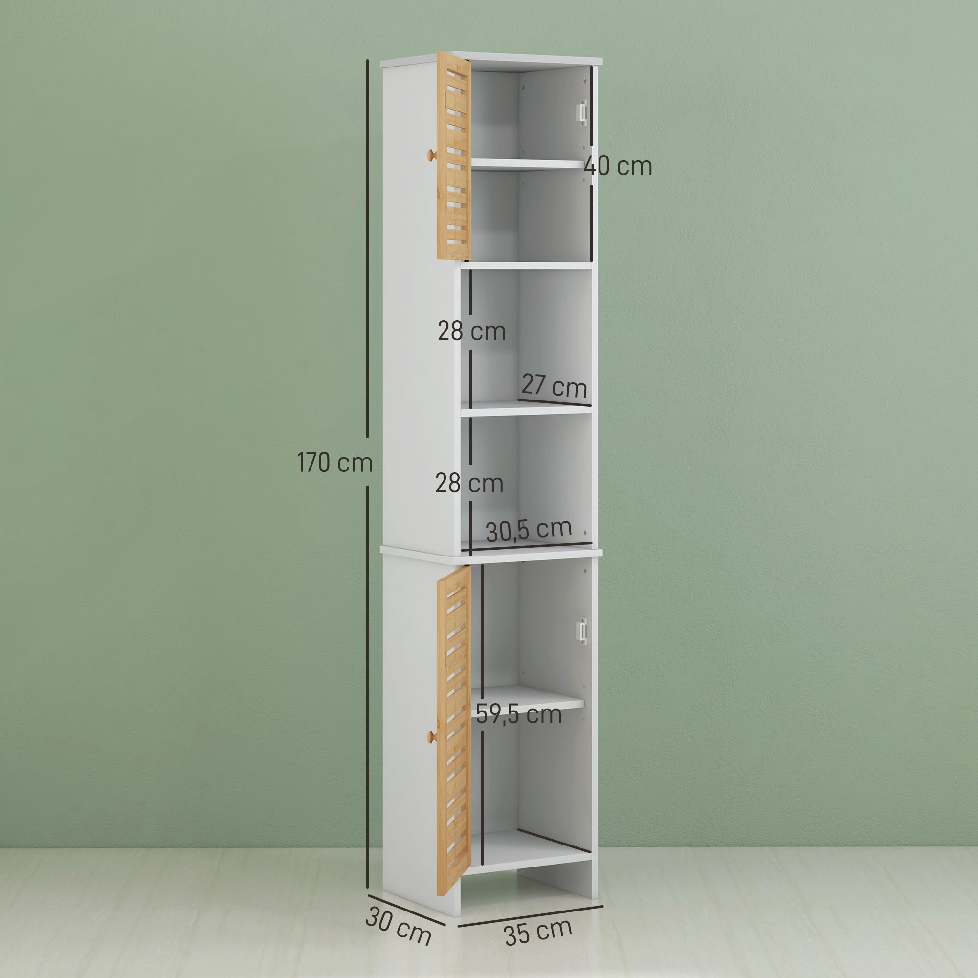 Meuble colonne salle de bain MDF blanc HOMCOM - 3