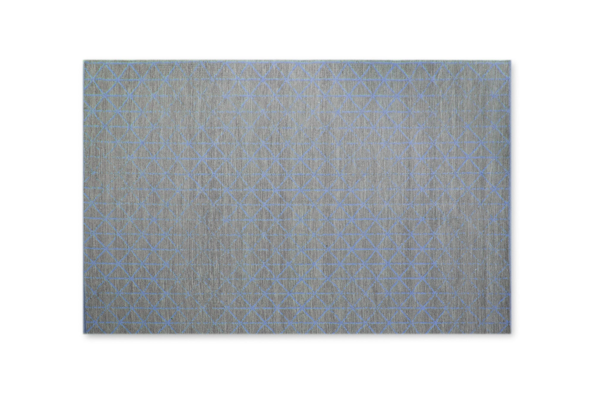 Dywan bawełniany, geometryczny szary i średni niebieski, 175x235 cm